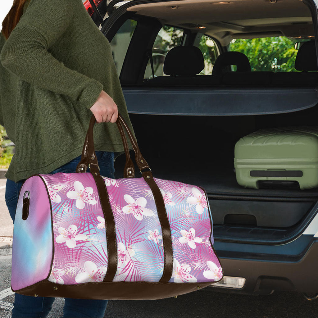 Pink Aloha Hawaiian Travel Bag Tropical Flower Palm Leaf Pattern LT19 - Polynesian Pride