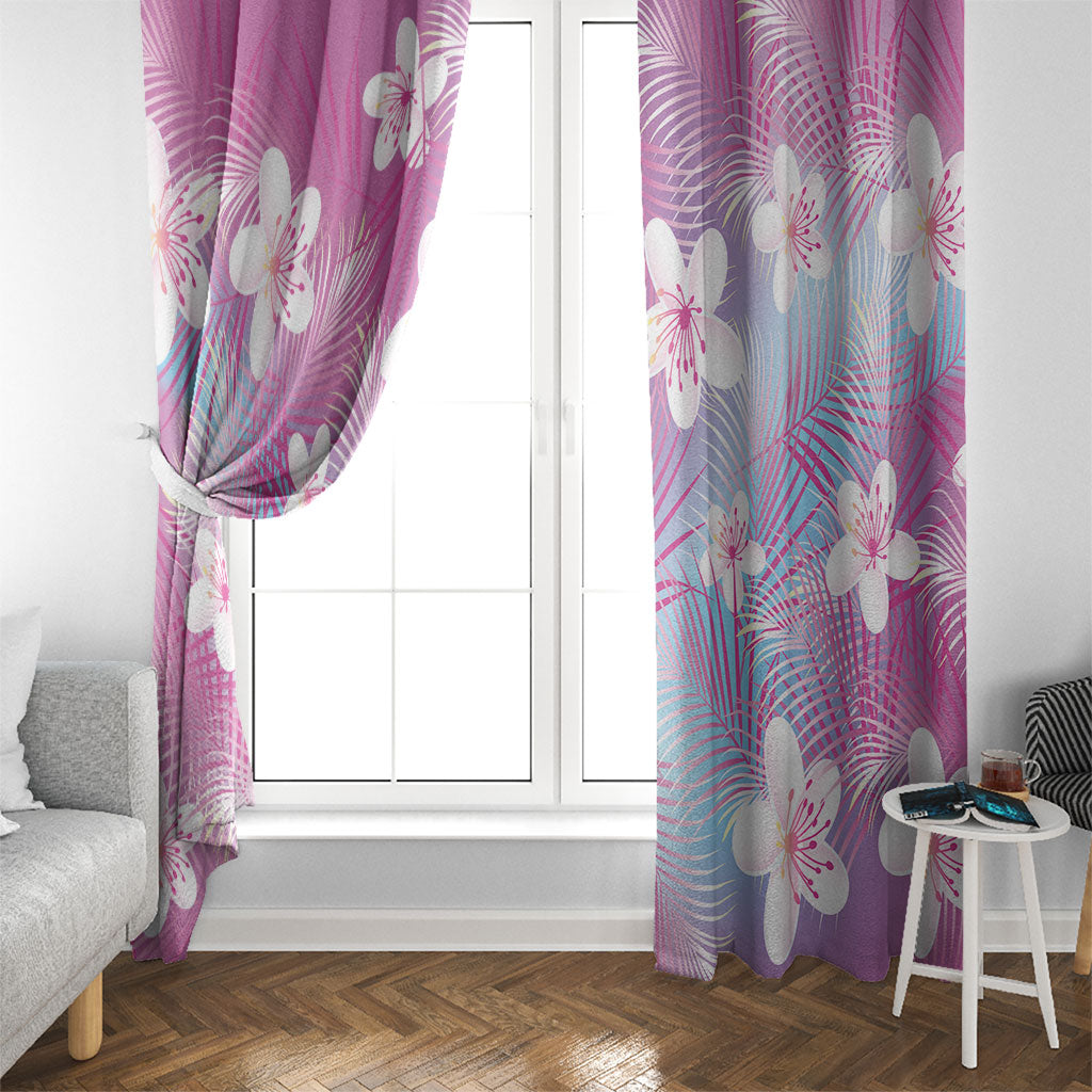 Pink Aloha Hawaiian Window Curtain Tropical Flower Palm Leaf Pattern LT19 - Polynesian Pride