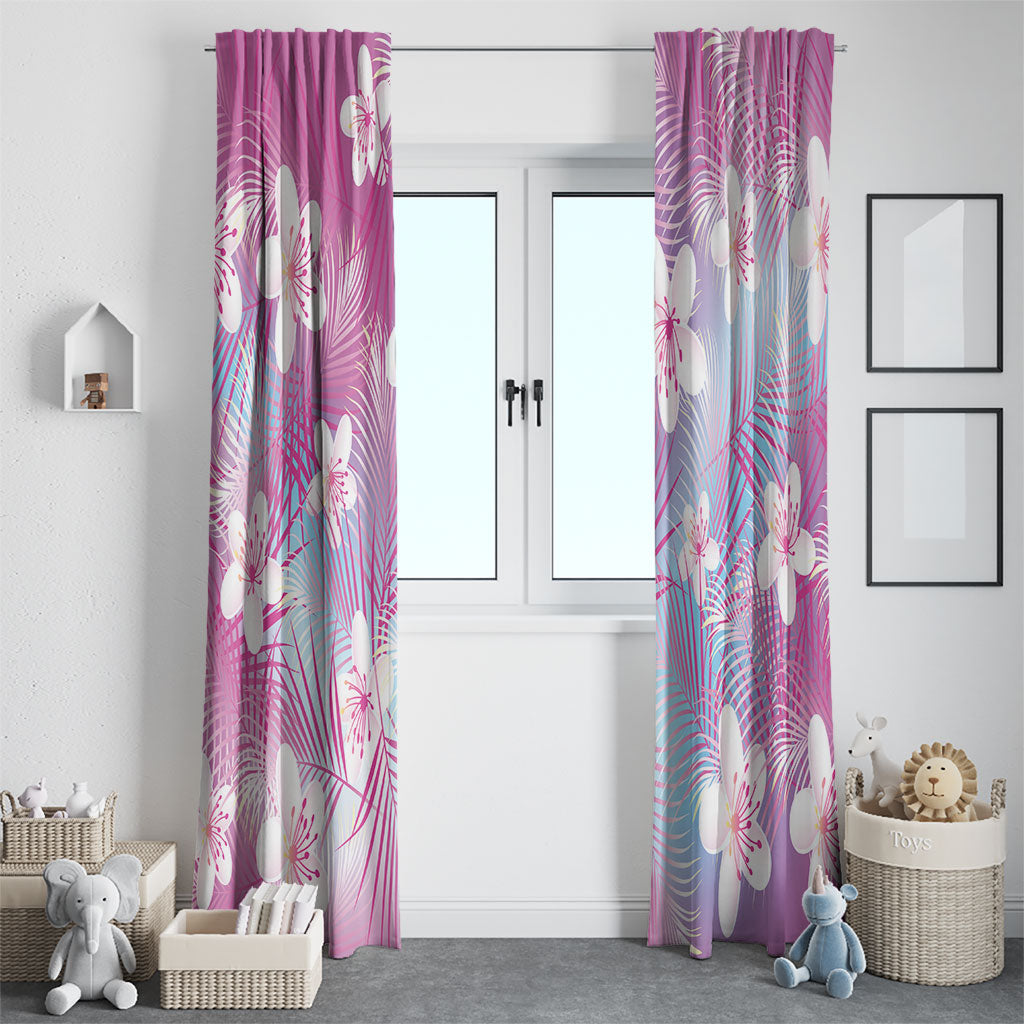 Pink Aloha Hawaiian Window Curtain Tropical Flower Palm Leaf Pattern LT19 - Polynesian Pride