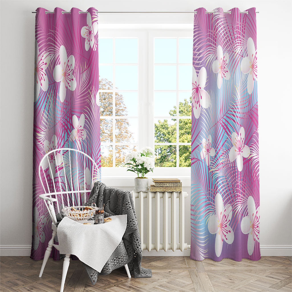 Pink Aloha Hawaiian Window Curtain Tropical Flower Palm Leaf Pattern LT19 - Polynesian Pride