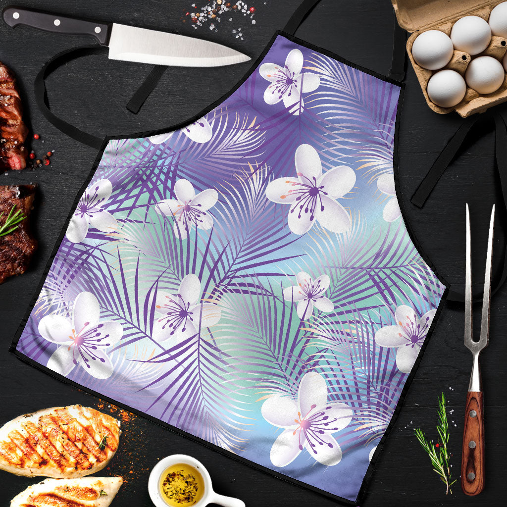 Purple Aloha Hawaiian Apron Tropical Flower Palm Leaf Pattern LT19 Purple - Polynesian Pride