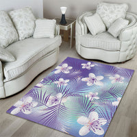 Purple Aloha Hawaiian Area Rug Tropical Flower Palm Leaf Pattern LT19 - Polynesian Pride