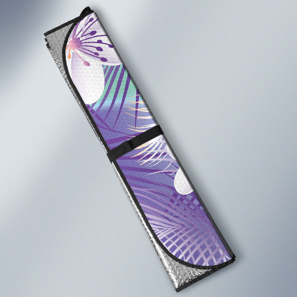Purple Aloha Hawaiian Auto Sun Shade Tropical Flower Palm Leaf Pattern LT19 - Polynesian Pride