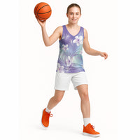 Purple Aloha Hawaiian Basketball Jersey Tropical Flower Palm Leaf Pattern LT19 - Polynesian Pride
