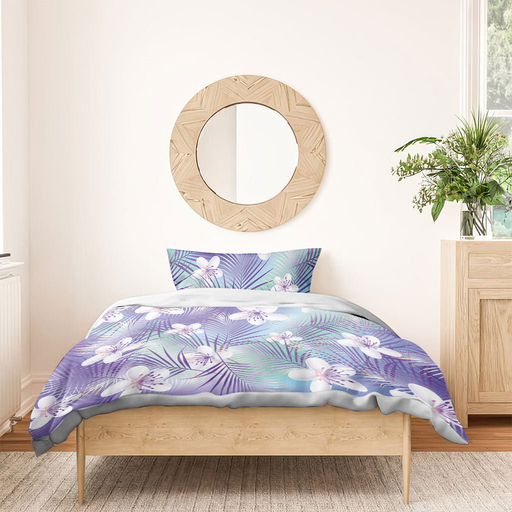 Purple Aloha Hawaiian Bedding Set Tropical Flower Palm Leaf Pattern LT19 - Polynesian Pride