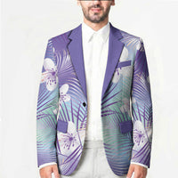 Purple Aloha Hawaiian Blazer Tropical Flower Palm Leaf Pattern LT19 - Polynesian Pride