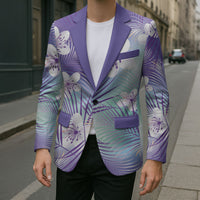 Purple Aloha Hawaiian Blazer Tropical Flower Palm Leaf Pattern LT19 - Polynesian Pride