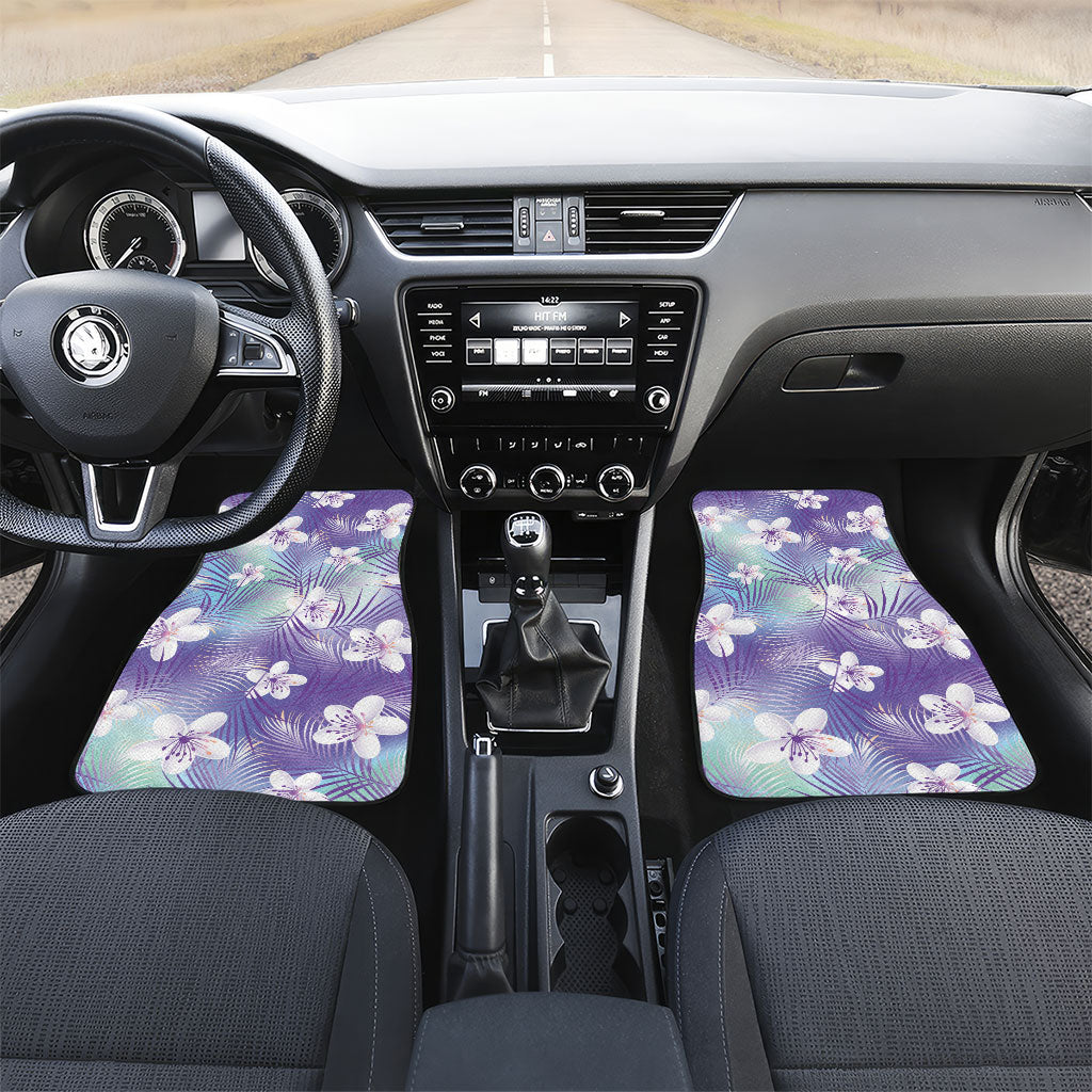 Purple Aloha Hawaiian Car Mats Tropical Flower Palm Leaf Pattern LT19 Set 2pcs - Front Purple - Polynesian Pride