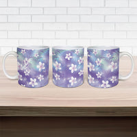 Purple Aloha Hawaiian Ceramic Mug Tropical Flower Palm Leaf Pattern LT19 - Polynesian Pride