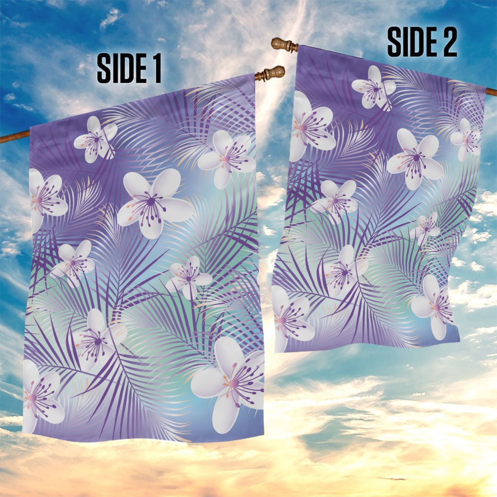 Purple Aloha Hawaiian Garden Flag Tropical Flower Palm Leaf Pattern LT19 - Polynesian Pride