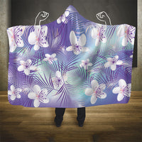 Purple Aloha Hawaiian Hooded Blanket Tropical Flower Palm Leaf Pattern LT19 - Polynesian Pride