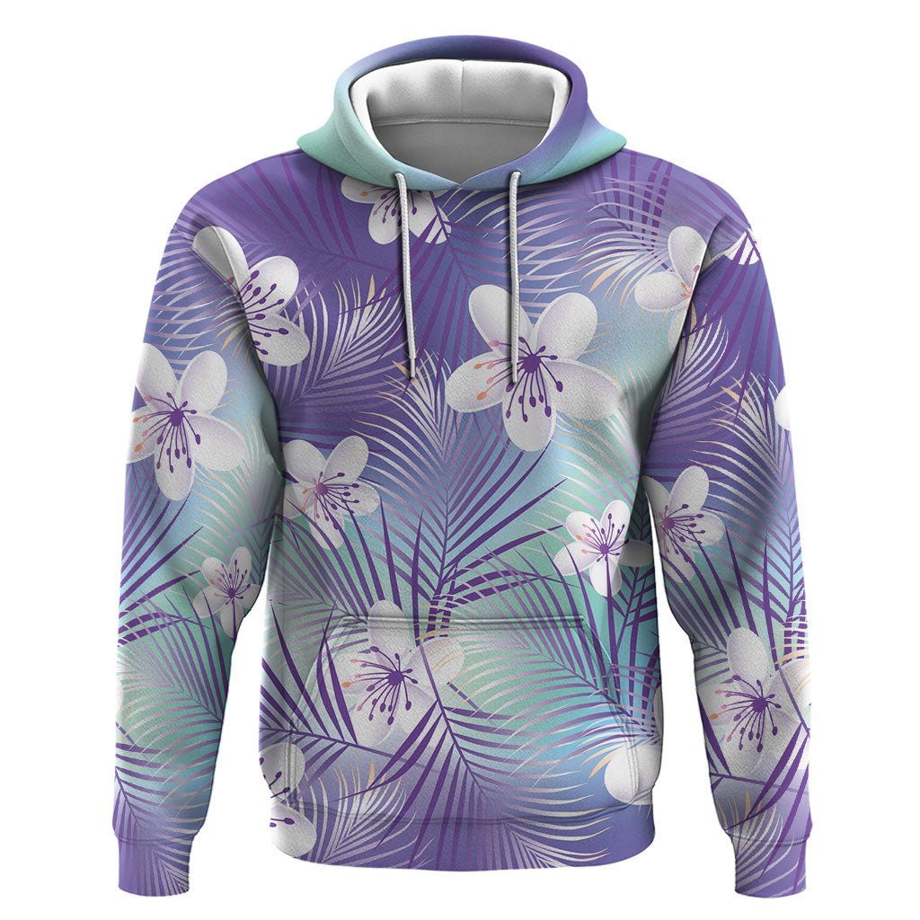 Purple Aloha Hawaiian Hoodie Tropical Flower Palm Leaf Pattern LT19 Pullover Hoodie Purple - Polynesian Pride