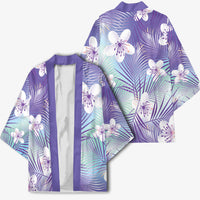 Purple Aloha Hawaiian Kimono Tropical Flower Palm Leaf Pattern LT19 - Polynesian Pride