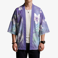 Purple Aloha Hawaiian Kimono Tropical Flower Palm Leaf Pattern LT19 - Polynesian Pride