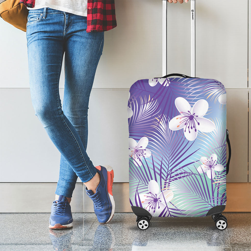 Purple Aloha Hawaiian Luggage Cover Tropical Flower Palm Leaf Pattern LT19 - Polynesian Pride