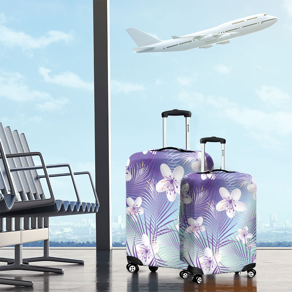Purple Aloha Hawaiian Luggage Cover Tropical Flower Palm Leaf Pattern LT19 - Polynesian Pride