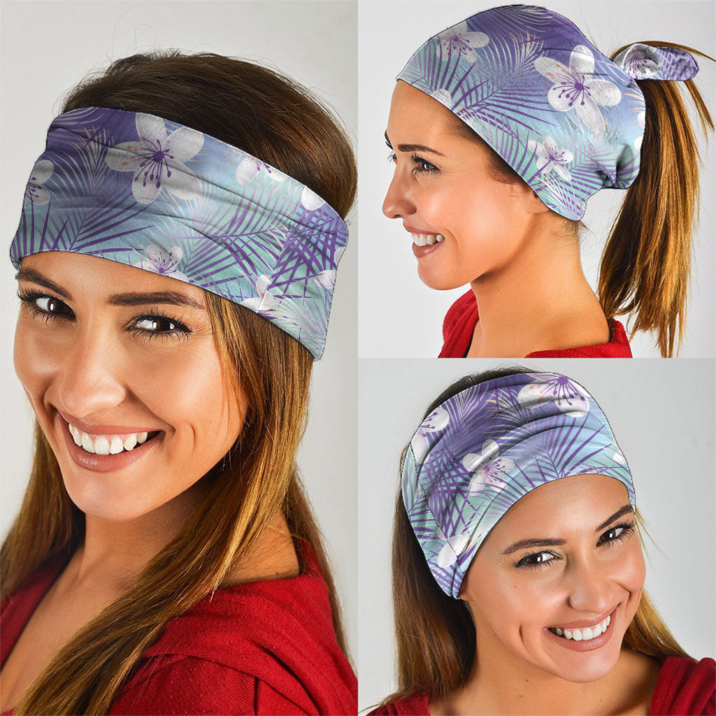 Purple Aloha Hawaiian Neck Gaiter Tropical Flower Palm Leaf Pattern LT19 - Polynesian Pride