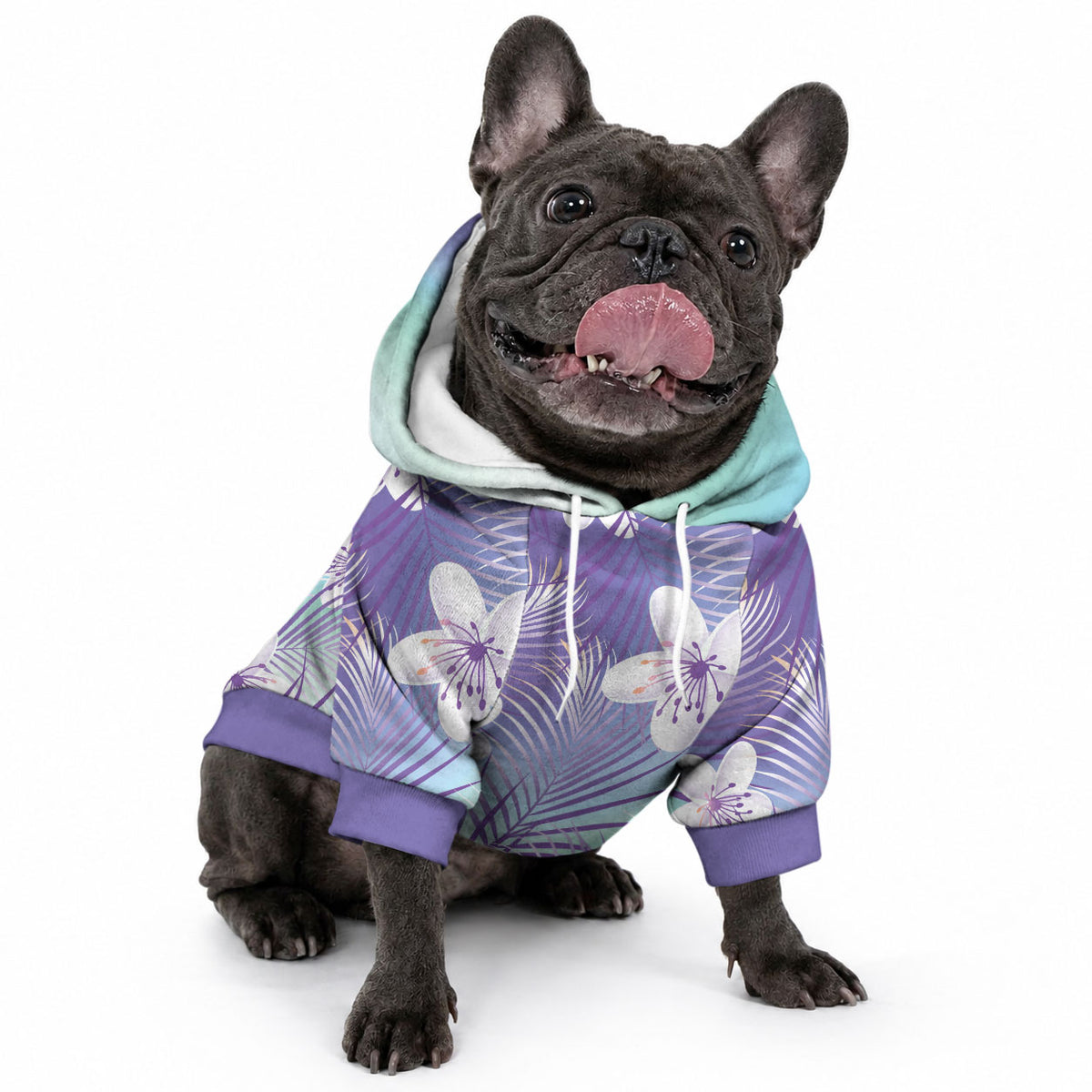 Purple Aloha Hawaiian Pet Hoodie Tropical Flower Palm Leaf Pattern LT19 - Polynesian Pride
