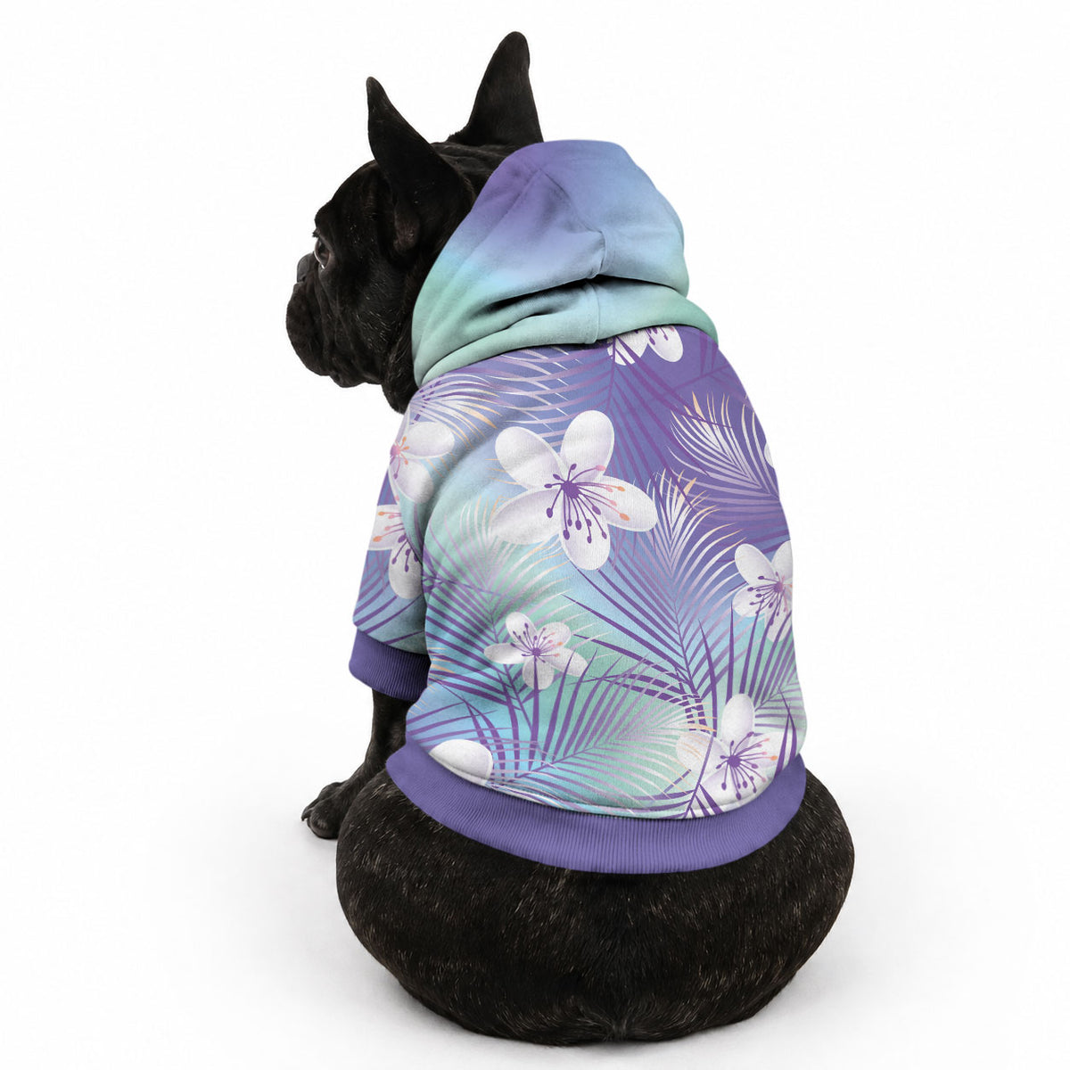 Purple Aloha Hawaiian Pet Hoodie Tropical Flower Palm Leaf Pattern LT19 - Polynesian Pride