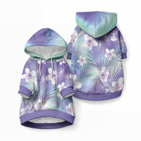Purple Aloha Hawaiian Pet Hoodie Tropical Flower Palm Leaf Pattern LT19 Pullover Purple - Polynesian Pride