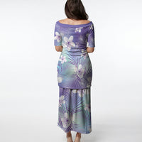 Purple Aloha Hawaiian Puletasi Tropical Flower Palm Leaf Pattern LT19 - Polynesian Pride