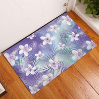 Purple Aloha Hawaiian Rubber Doormat Tropical Flower Palm Leaf Pattern LT19 - Polynesian Pride