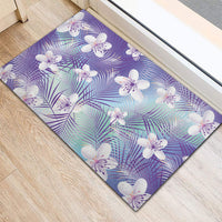 Purple Aloha Hawaiian Rubber Doormat Tropical Flower Palm Leaf Pattern LT19 - Polynesian Pride