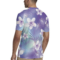 Purple Aloha Hawaiian Rugby Jersey Tropical Flower Palm Leaf Pattern LT19 - Polynesian Pride