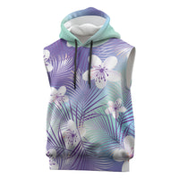 Purple Aloha Hawaiian Sleeveless Hoodie Tropical Flower Palm Leaf Pattern LT19 Purple - Polynesian Pride