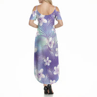 Purple Aloha Hawaiian Summer Maxi Dress Tropical Flower Palm Leaf Pattern LT19 - Polynesian Pride