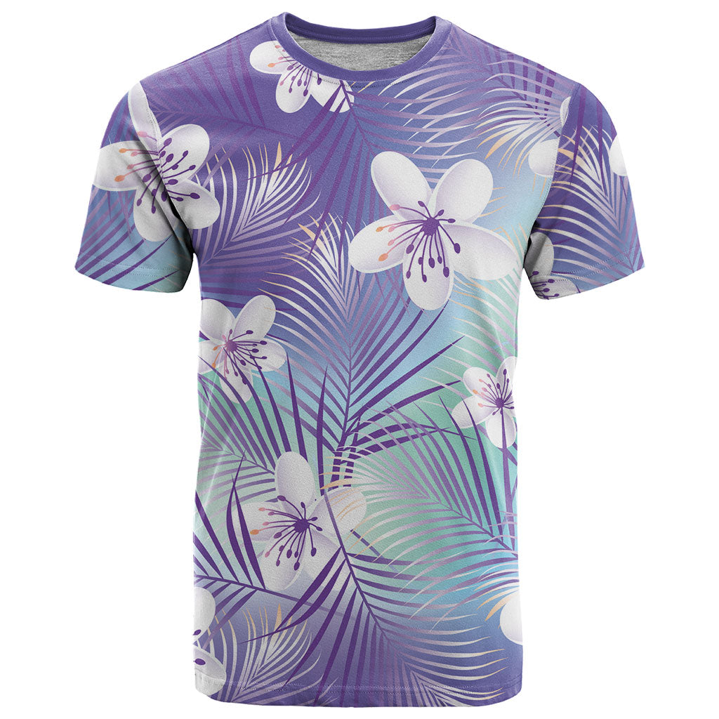 Purple Aloha Hawaiian T Shirt Tropical Flower Palm Leaf Pattern LT19 Purple - Polynesian Pride