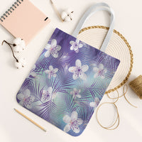 Purple Aloha Hawaiian Tote Bag Tropical Flower Palm Leaf Pattern LT19 White Strap One Size Purple - Polynesian Pride