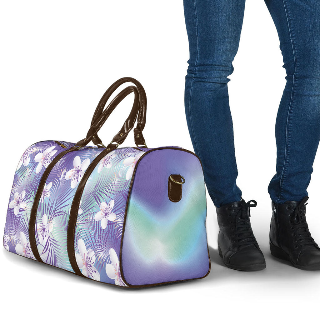 Purple Aloha Hawaiian Travel Bag Tropical Flower Palm Leaf Pattern LT19 - Polynesian Pride