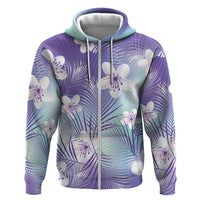 Purple Aloha Hawaiian Zip Hoodie Tropical Flower Palm Leaf Pattern LT19 Zip Hoodie Purple - Polynesian Pride