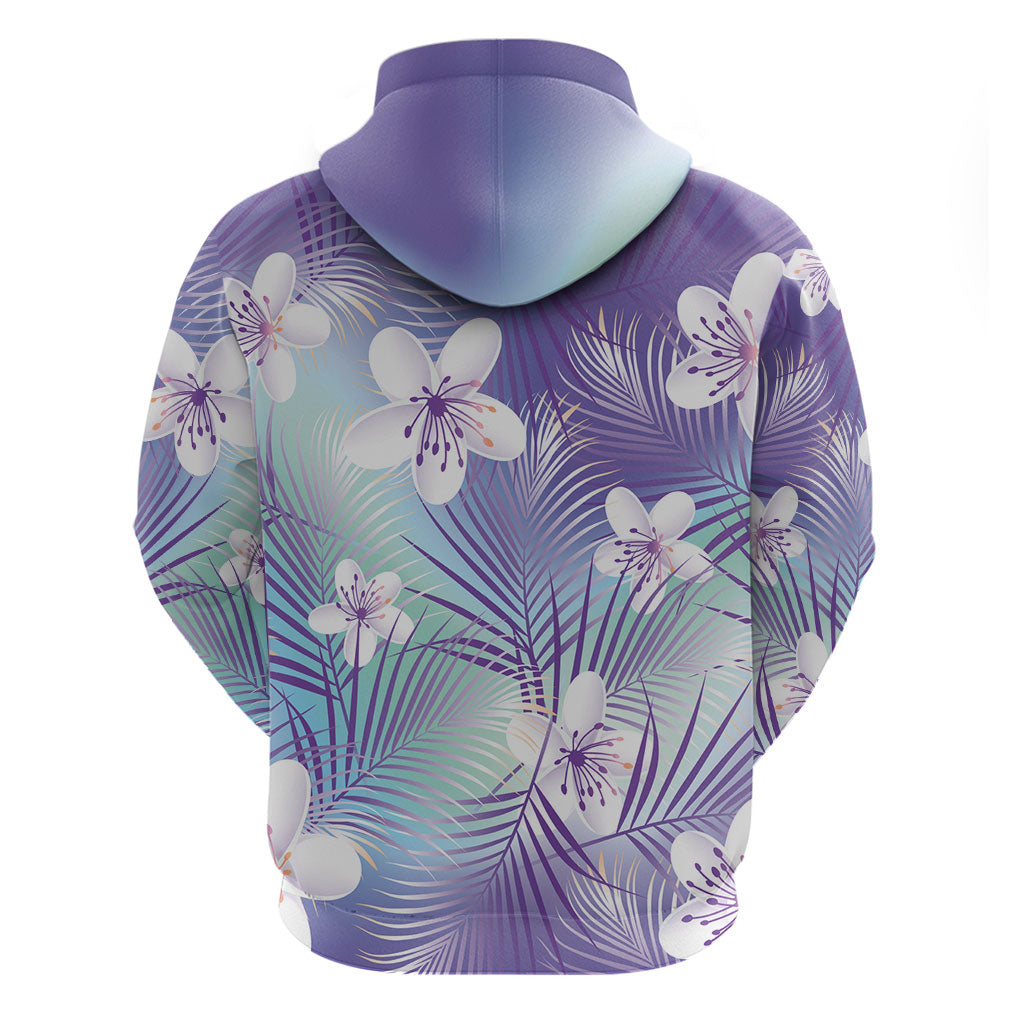 Purple Aloha Hawaiian Zip Hoodie Tropical Flower Palm Leaf Pattern LT19 - Polynesian Pride