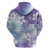 Purple Aloha Hawaiian Zip Hoodie Tropical Flower Palm Leaf Pattern LT19 - Polynesian Pride