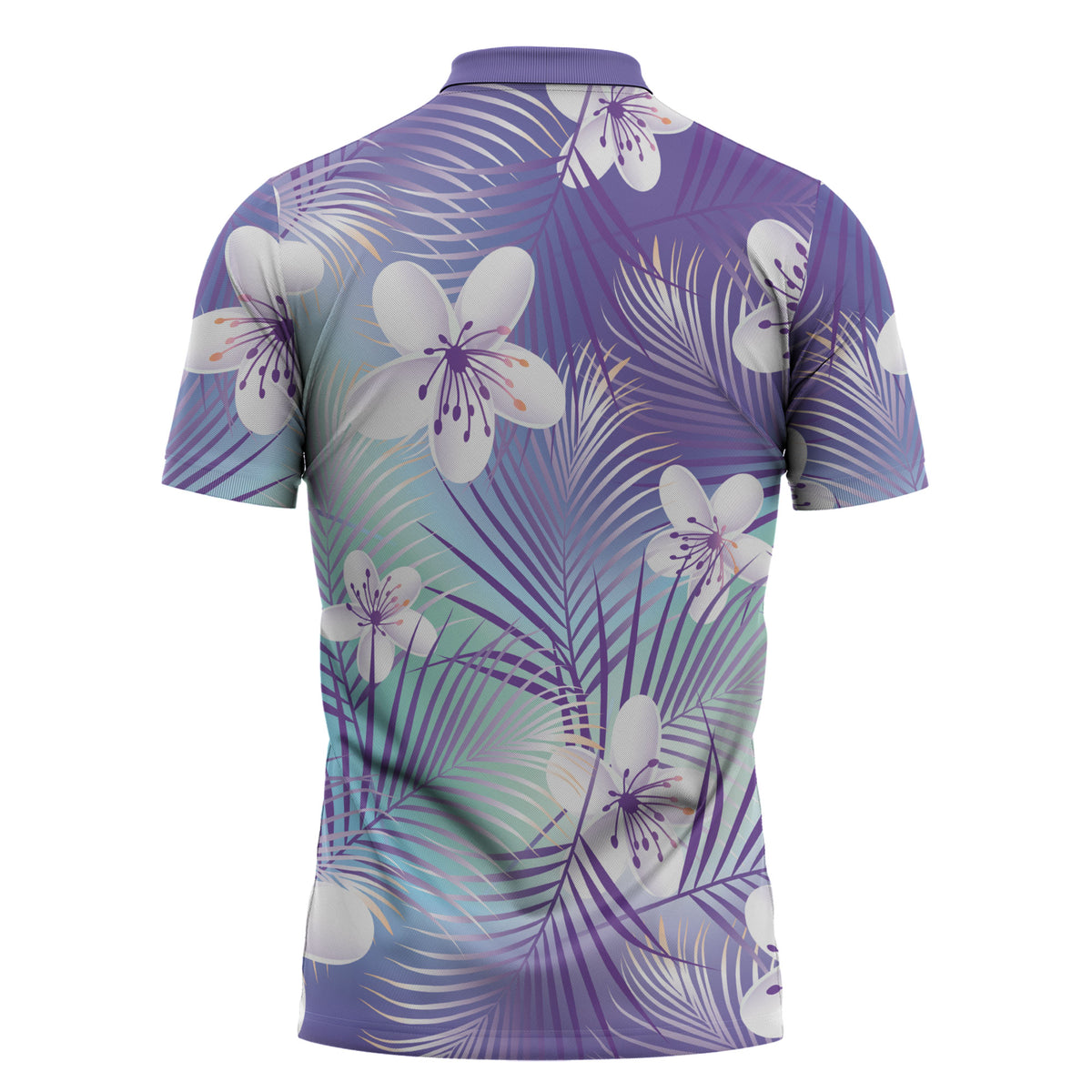 Purple Aloha Hawaiian Zipper Polo Shirt Tropical Flower Palm Leaf Pattern LT19 - Polynesian Pride
