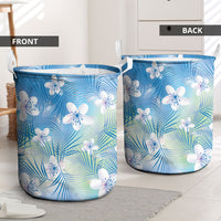 Blue Aloha Hawaiian Laundry Basket Tropical Flower Palm Leaf Pattern LT19 - Polynesian Pride