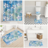 Blue Aloha Hawaiian Bathroom Set Tropical Flower Palm Leaf Pattern LT19 - Polynesian Pride