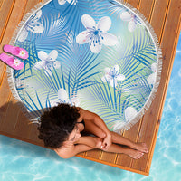 Blue Aloha Hawaiian Beach Blanket Tropical Flower Palm Leaf Pattern LT19 - Polynesian Pride