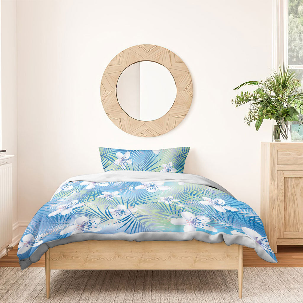 Blue Aloha Hawaiian Bedding Set Tropical Flower Palm Leaf Pattern LT19 - Polynesian Pride