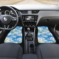 Blue Aloha Hawaiian Car Mats Tropical Flower Palm Leaf Pattern LT19 Set 2pcs - Front Blue - Polynesian Pride