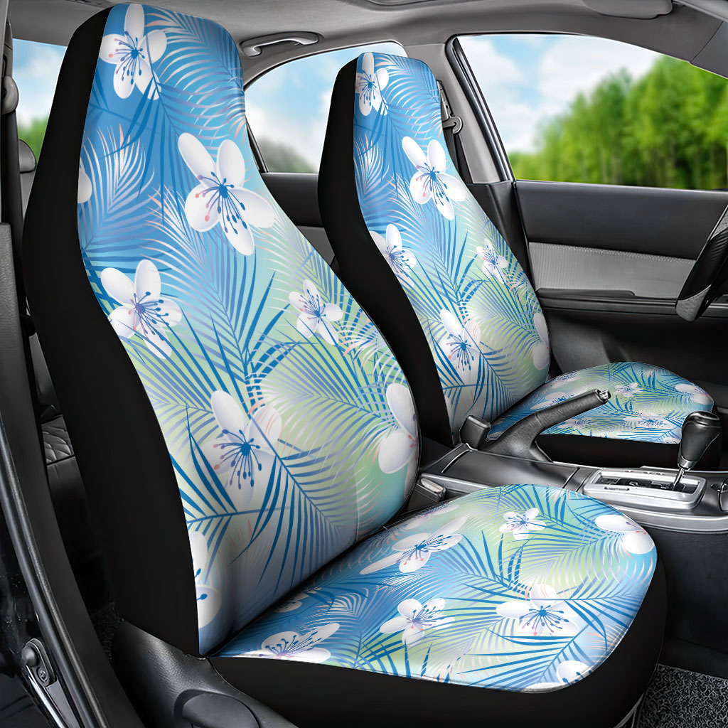 Blue Aloha Hawaiian Car Seat Cover Tropical Flower Palm Leaf Pattern LT19 - Polynesian Pride