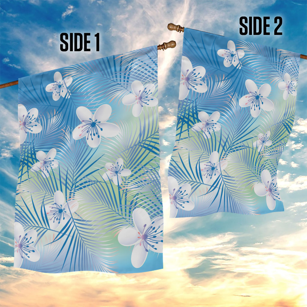 Blue Aloha Hawaiian Garden Flag Tropical Flower Palm Leaf Pattern LT19 - Polynesian Pride