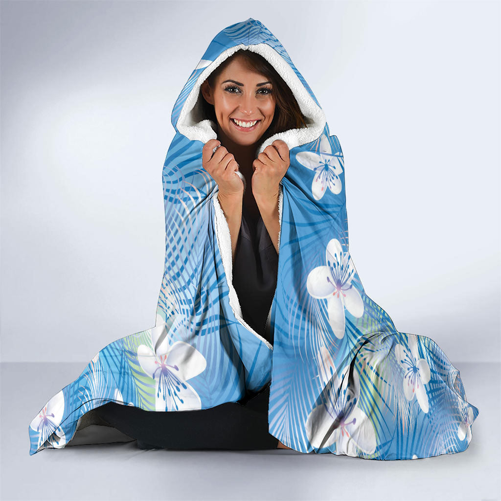 Blue Aloha Hawaiian Hooded Blanket Tropical Flower Palm Leaf Pattern LT19 - Polynesian Pride