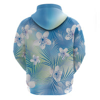 Blue Aloha Hawaiian Hoodie Tropical Flower Palm Leaf Pattern LT19 - Polynesian Pride