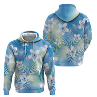 Blue Aloha Hawaiian Hoodie Tropical Flower Palm Leaf Pattern LT19 - Polynesian Pride