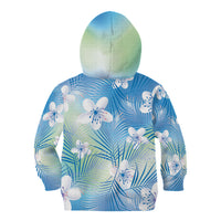 Blue Aloha Hawaiian Kid Hoodie Tropical Flower Palm Leaf Pattern LT19 - Polynesian Pride