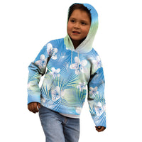 Blue Aloha Hawaiian Kid Hoodie Tropical Flower Palm Leaf Pattern LT19 - Polynesian Pride
