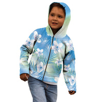 Blue Aloha Hawaiian Kid Hoodie Tropical Flower Palm Leaf Pattern LT19 - Polynesian Pride